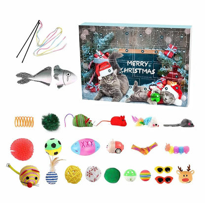 Cat Advent Calendar 2025 Christmas Interactive Toys Indoor Christmas Gifts Fake Mouse Bell Balls For Cat Lover Gift Blind Box