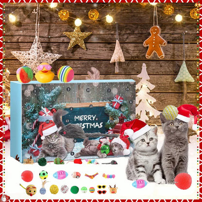 Cat Advent Calendar 2025 Christmas Interactive Toys Indoor Christmas Gifts Fake Mouse Bell Balls For Cat Lover Gift Blind Box