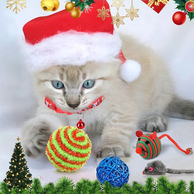 Cat Advent Calendar 2025 Christmas Interactive Toys Indoor Christmas Gifts Fake Mouse Bell Balls For Cat Lover Gift Blind Box