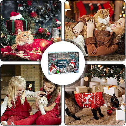 Cat Advent Calendar 2025 Christmas Interactive Toys Indoor Christmas Gifts Fake Mouse Bell Balls For Cat Lover Gift Blind Box
